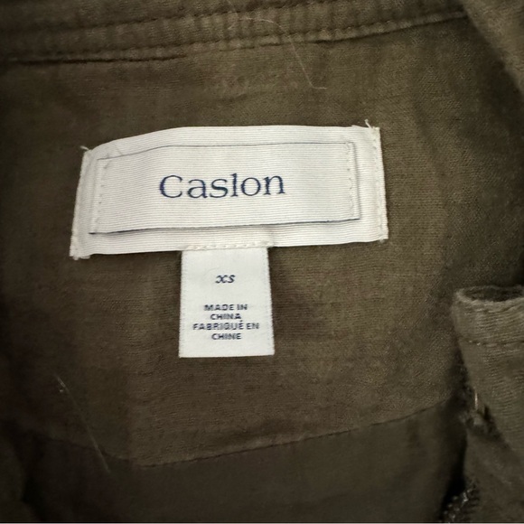 Caslon Zip Up Utility Jacket with Mixed Media Knit Sleeves Gray Green - Picture 7 of 7